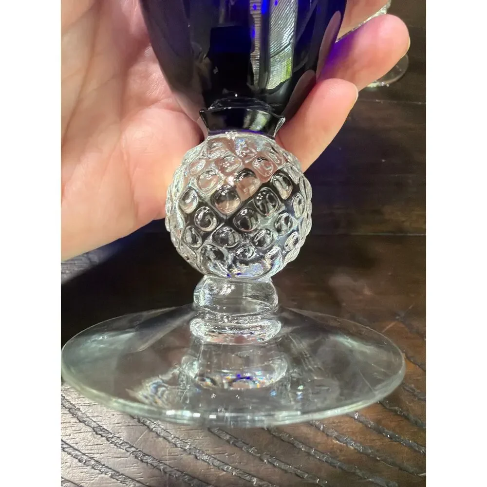 Vintage Morgantown Ritz Blue Golf Ball Champagne Tall Sherbet Glass 4 7/8